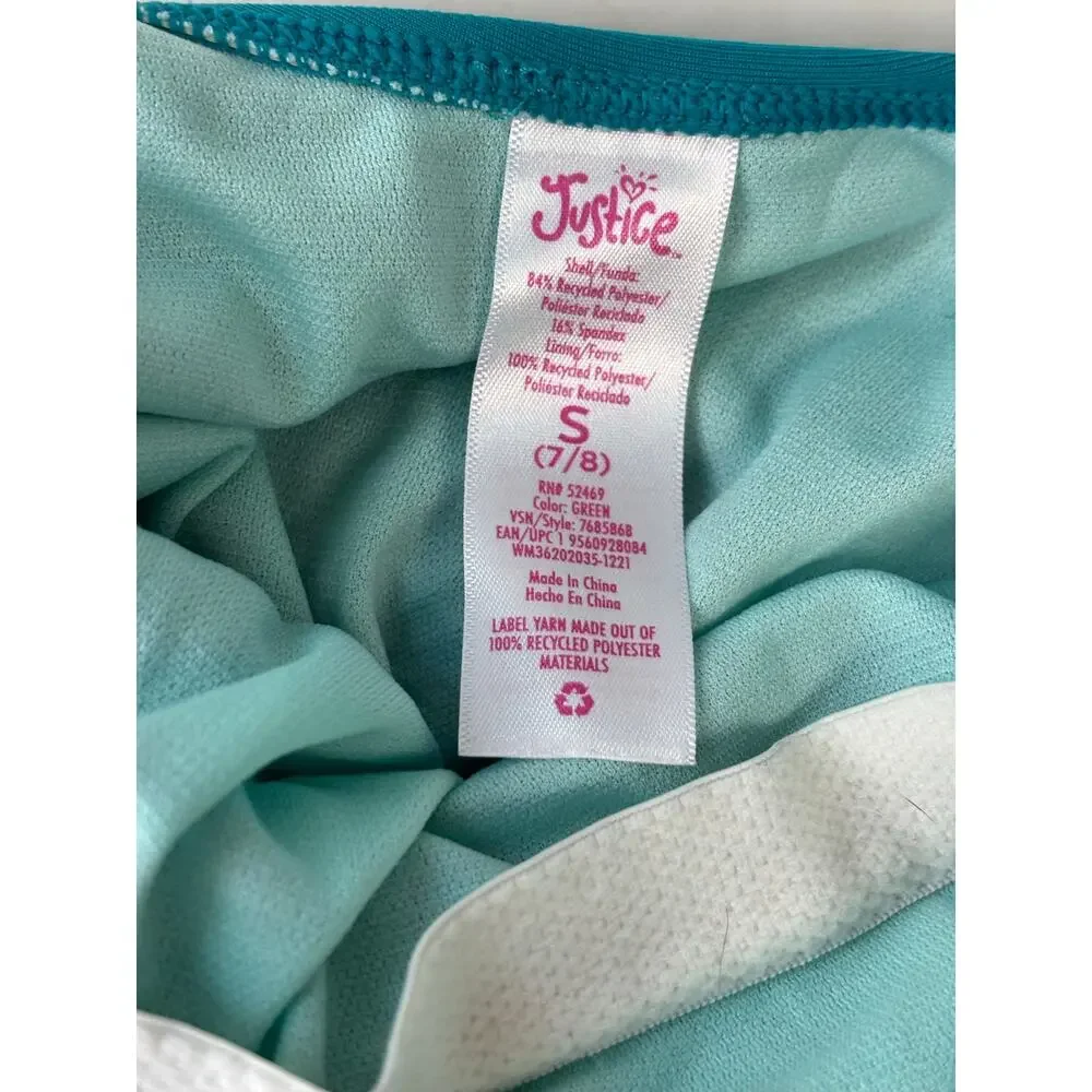 Justice Girls 7/8 Tropical Floral One Piece Swimsuit Rash Guard Long Sleeve